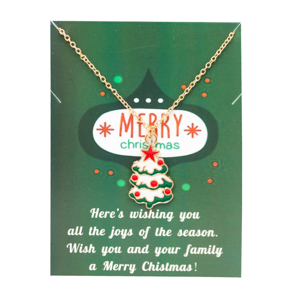 Wholesale Christmas Tree Pendant Card Necklace Clavicle Chain